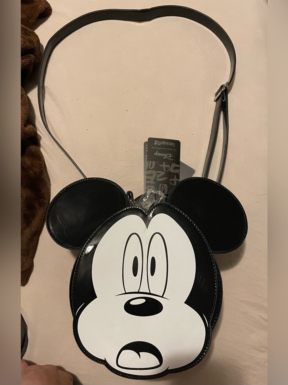 Loungefly Disney Black & White Mickey Mouse Ear Crossbody/Mini backpack NWT